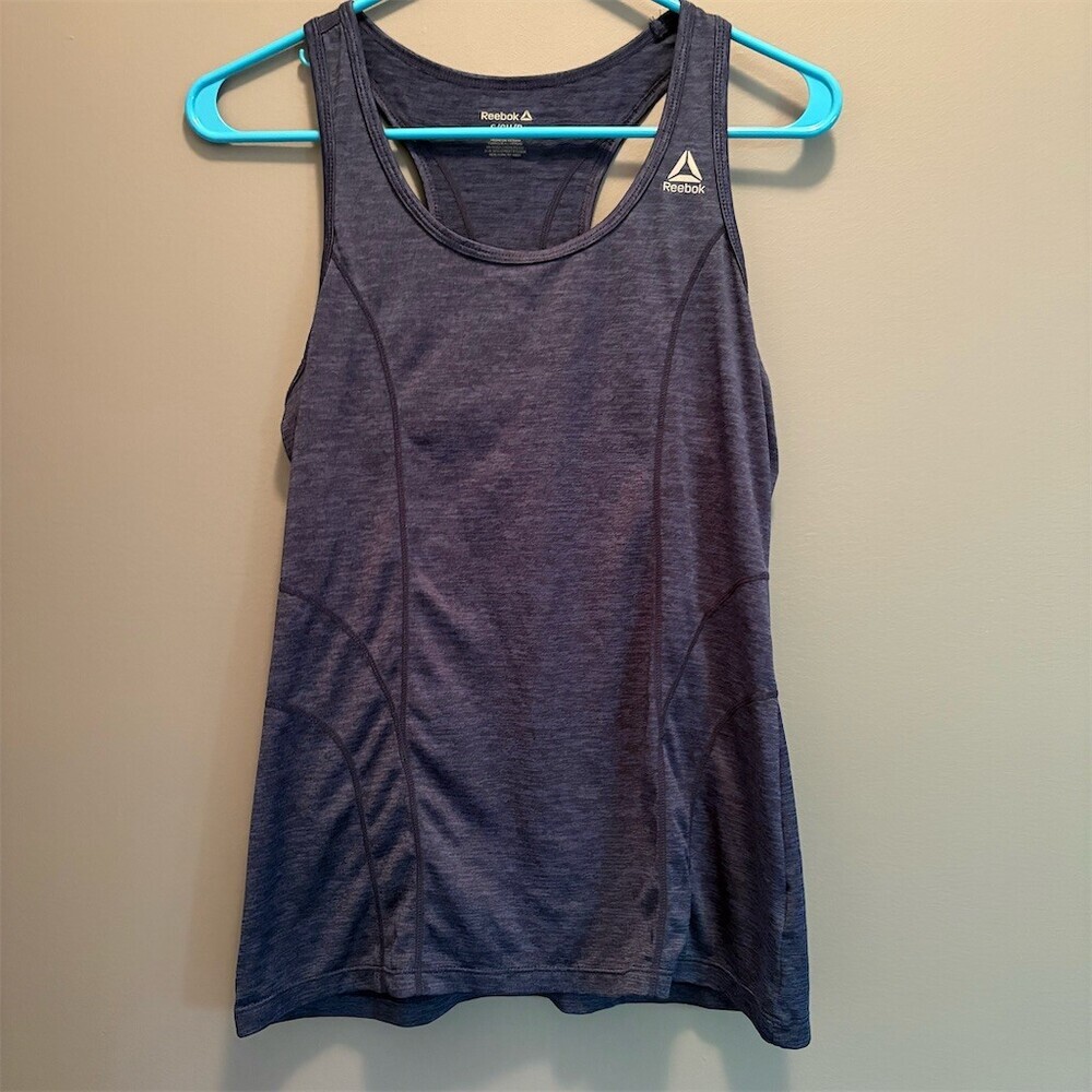 Reebok Tank Top Womens Small Blue Heather Racerback Athletic Activewear